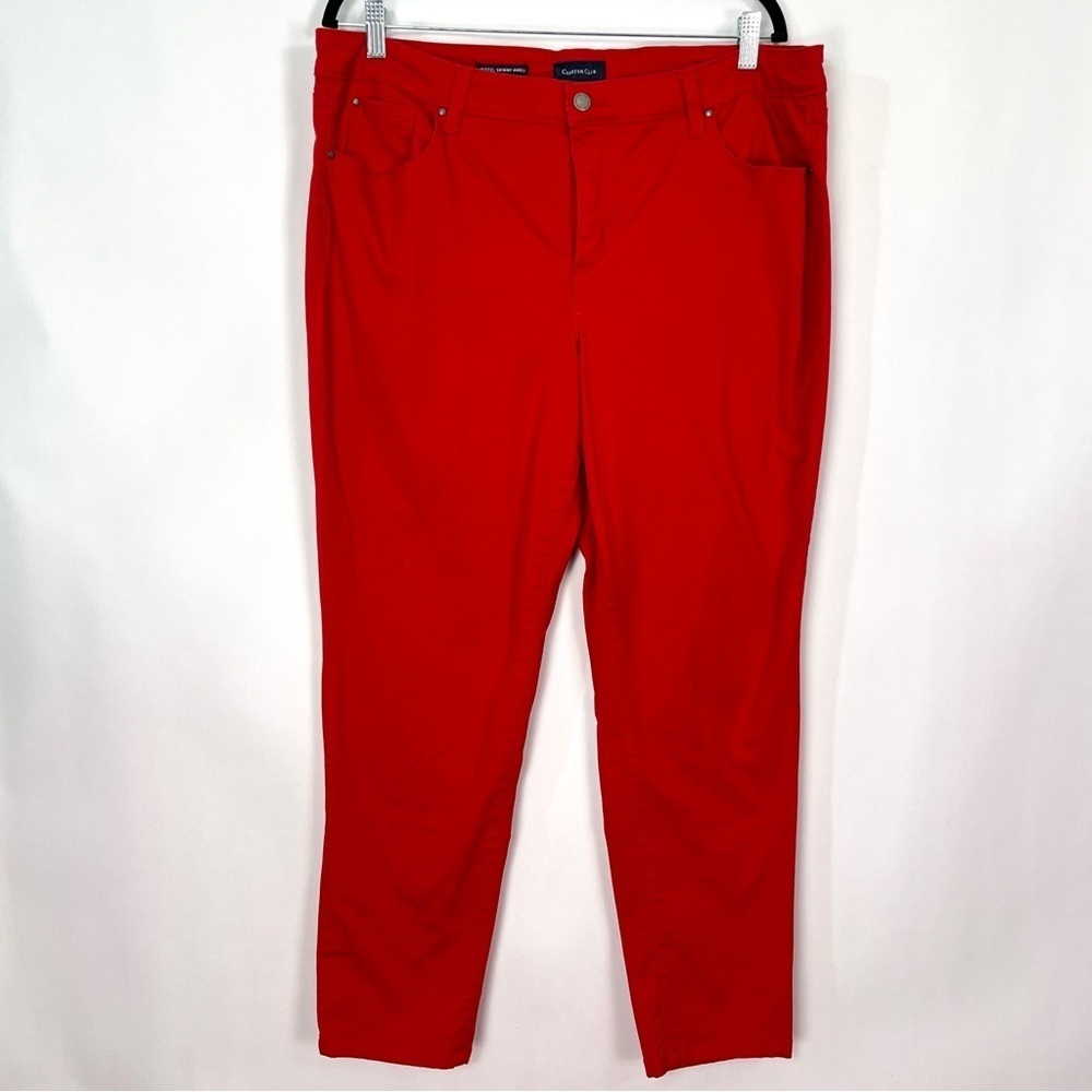 Charter Club Bristol Skinny Ankle Red Button Zip Jean Pants Sz 18
